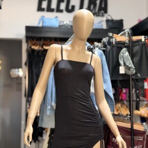 VESTIDO MICROFIBRA GLITTER FRUNCE